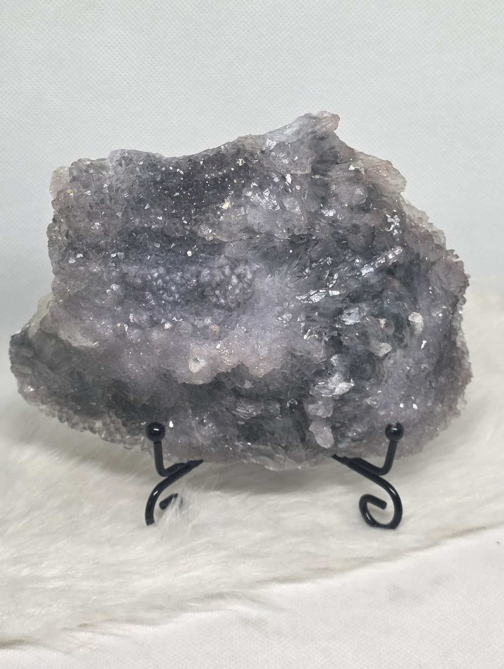 Large Lavender Amethyst Druzy Cluster on Stand 1.08 lb Raw Crystal Geode